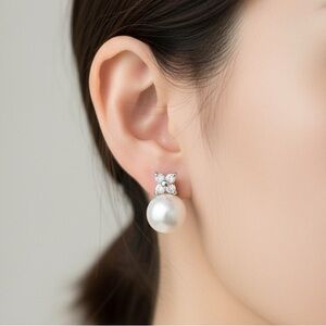 ✧ 14K pearl & diamond stud earrings